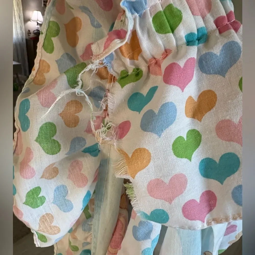 Vintage Care Bear Curtain 2 Sets Hearts Ruffles 1980’s